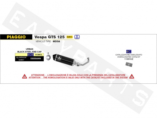 Katalysator ARROW Vespa GTS 125i IGET E5 2021->
